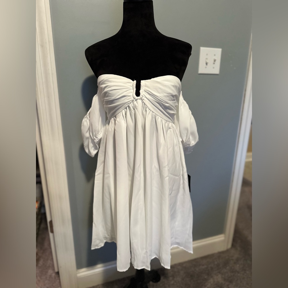 Lulu's White Off-Shoulder Mini Dress